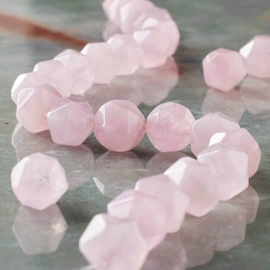 Rose Quartz Faceted Star Cut Beads, 10mm by Bead Landing™